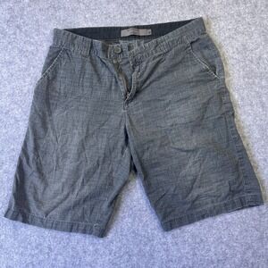 Giordano Khakis Long‎ Bermuda Shorts 36 Grey Grid Pattern Cotton Blend